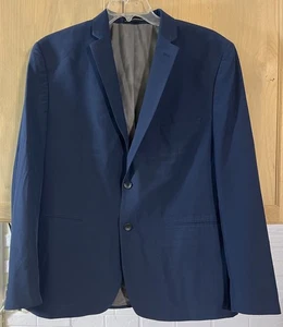 Perry Ellis Mens Modern fit Suit Jacket Blazer 48 L Blue Solid Stretch - Picture 1 of 7