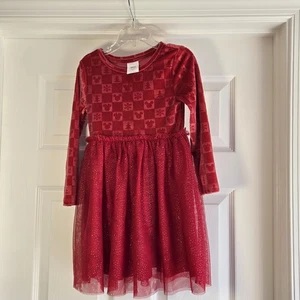 Disney Jumping Beans Mickey Minnie Velour Red Tutu Dress Girl's Size 4 Christmas - Picture 1 of 6