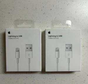 2 PACK Apple 0.5m (1.5ft) Lightning to USB Type A Charging Cable ME291AM/A - Picture 1 of 3