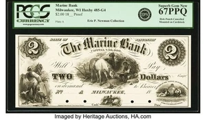 $2 MARINE BANK MILWAUKEE WISCONSIN ERIC NEWMAN PEDIGREE/ PCGS 67 PPQ - Picture 1 of 1
