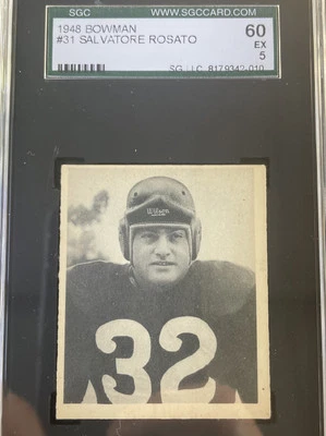 1948 Bowman Football #31 Salvatore Rosato RC SGC 5 EX Washington Redskins - Image 1 of 3