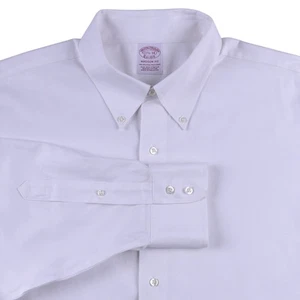 Brooks Brothers Madison Fit Solid White Supima Cotton Non Iron Dress Shirt 17.5 - Picture 1 of 7
