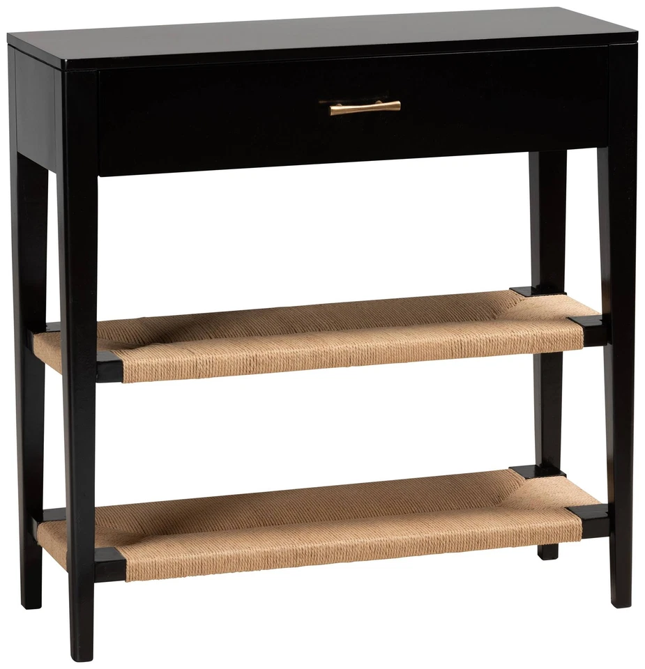 Freya 31 1/2" Wide Black Wood Rectangular 1-Drawer Console Table - Image 1 of 1