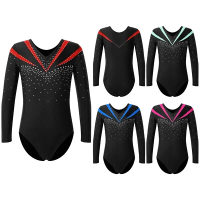 Kids Girls Jumpsuit Slim Fit Leotards Practice Bodysuit Unitard Costume Ballet - Image 1 of 4