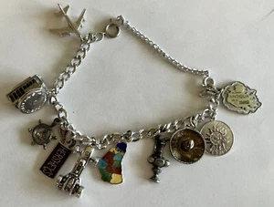 Beautiful Vintage Unique Sterling Silver 925 Multi Charm Bracelet 42.7gram #8004 - Picture 1 of 17