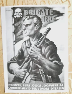 WW2 HISTORY PHOTO PHOTOGRAPH BLACK BRIGADES RSI SOCIAL REPUBLIC REPRINT - Picture 1 of 2