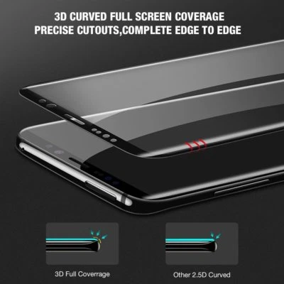 Protector de pantalla de vidrio templado curvo completo 3D para Samsung Galaxy S9 Plus, negro Foto 1 de 4