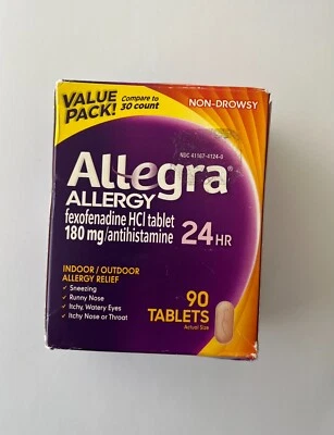 Allegra Alivio Alergia No Somnolencia 180mg 90 Comprimidos, 01/26 Foto 1 de 4