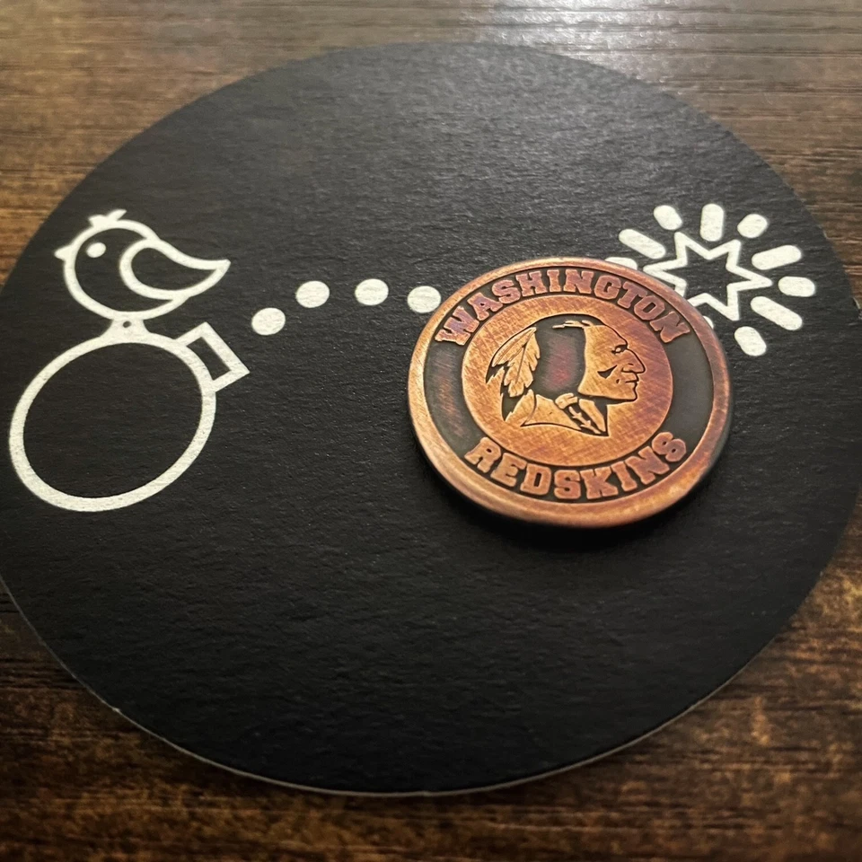 LIBERTY BALL MARKERS WASHINGTON REDSKINS 1.25” Raised Relief Aged Copper Golf Ball Marker!
