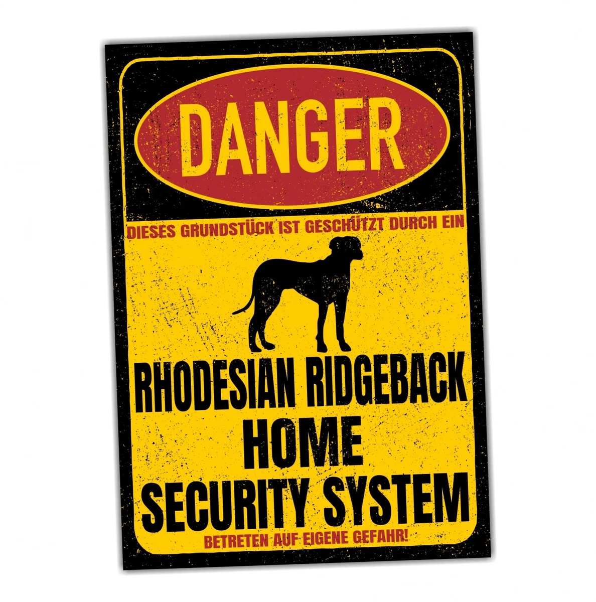 Warnschild „Vorsicht Rhodesian Ridgeback“ – Alu-Verbund, Wetterfest, 15x20 Cm (Made In Germany)