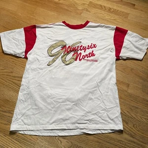 Ninety Six North Mens 2XL Red Stripe Long Sleeve Shirt White Graphic Ringer - Picture 1 of 8