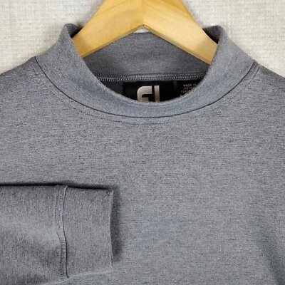 Camisa polo masculina de golfe FOOTJOY tamanho grande gola simulada manga longa desempenho cinza - Imagem 1 de 4