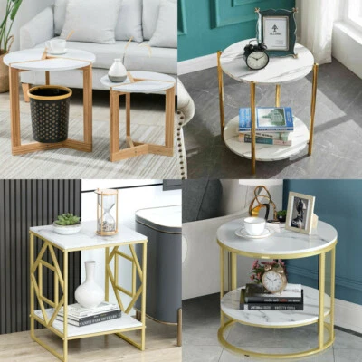 Coffee Table Marble Side Tables Bedside Tables Storage MDF End Table Furniture - image 1 of 4