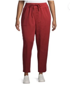 Terra & Sky Women's Plus Size 4X Pull on Rustic Red Cargo Utility Pants Capri - Picture 1 of 9