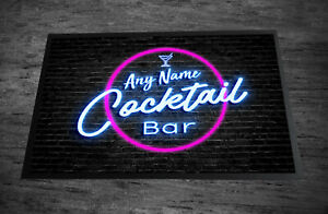 Personalised Cocktail Bar Neon circle retro Bar door mat Door mat 60 x 40 cm 