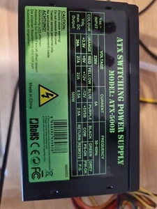ATX Switching power supplymodel ATX-500B Used (No Power Cable Included) - Picture 1 of 5