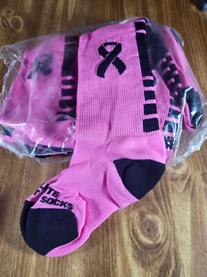 8 Pr Elite Crew Sox Sz sm Themed for Breast Cancer Awareness - Image 1 of 3