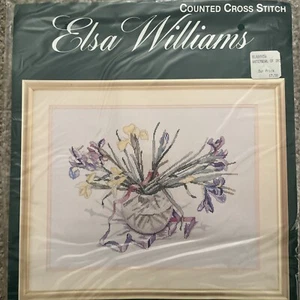 Vintage Elsa Williams Counted Cross Stitch Waterbowl Of Iris #02056 - Picture 1 of 5