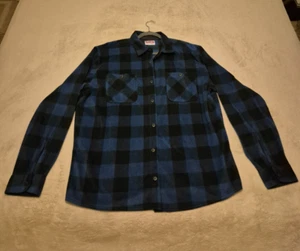 Wrangler Flannel Blue Black XL Long Sleeve Shirt Plaid Comfort Button Up Pockets - Picture 1 of 15