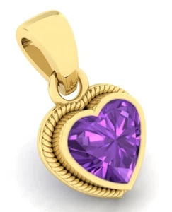 6.00 Ratti 5.25Carat Certified Amethyst Katela Purple Heart Shape Locket Pendant - Picture 1 of 6