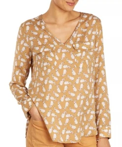 Silk Shirt Size 10 Retail £159 relaxed fit Rabbit print Marilyn Moore - Picture 1 of 2