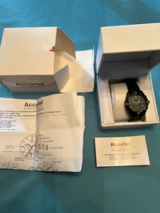 Collectible Men's Accurist Watch Black In Original Box - Picture 1 of 2