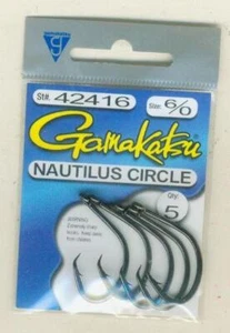 GAMAKATSU 6/0 NAUTILUS CIRCLE HOOKS #42416 BASS FLUKE SNOOK JACKS - Picture 1 of 1