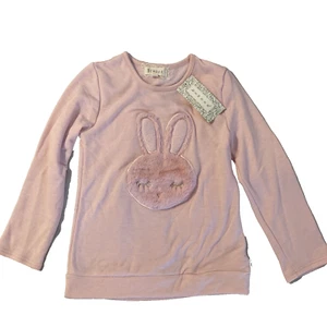Btween NWT Soft Baby Pink Sweater Fuzzy Bunny Long Sleeve Top, Size 7 - Picture 1 of 5