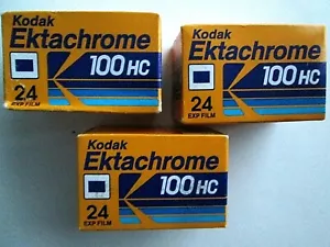 KODAK Ektachrome 100HC Color Slide Film Lot 3 Rolls NOS Expiration 1993 24 Exp - Picture 1 of 3
