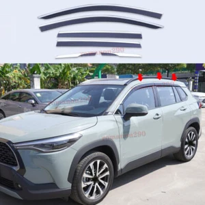 For Toyota Corolla Cross 2022-23 Black/Chrome Window Vent Shades Sun Rain Guard - Picture 1 of 9