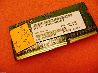 Original P000525730 - Memory, DDR3, 1066, 1GB For Toshiba Laptops * L515-L4010 - Image 1 of 4