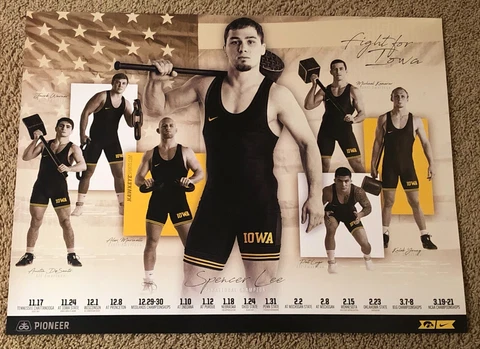 2019-2020 IOWA HAWKEYES WRESTLING POSTER **SPENCER LEE**  *FREE SHIPPING* GABLE Cover