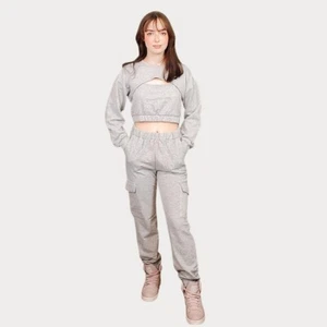 NEW 3 PIECE SWEATSUIT SET GREY (SIZE LARGE) SWEATS - Picture 1 of 1