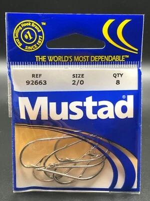 Ganchos de pesca Mustad 2/0 níquel (bolsa de 8) 92663 Foto 1 de 3