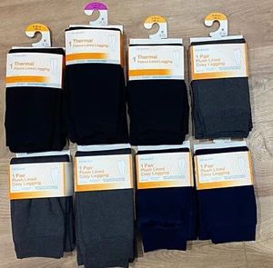 Primark Girls 1 Pair Plush Lined Cosy Leggings Fleece Black/Navy/Charcoal 7-15 - Picture 1 of 16