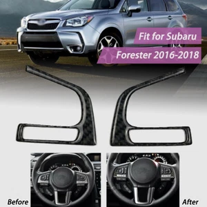 Interior Steering Wheel Cover Trim 2PCS Carbon Fiber For Subaru Forester 16-2018 - Picture 1 of 4