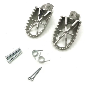 For HONDA XR650L YAMAHA TW200 Pair Foot Pegs Pedal Silver Stainless Steel USA - Picture 1 of 11