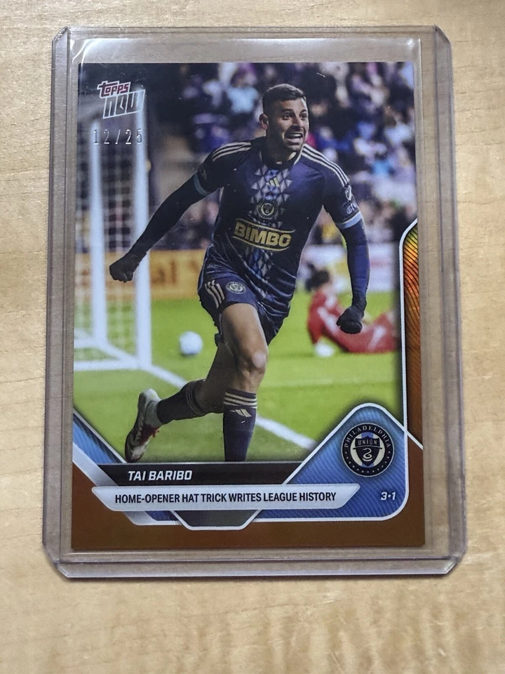 2025 Topps Now MLS 8 TAI BARIBO PHILADELPHIA UNION FC HAT TRICK ORANGE /25 - Image 1 of 1