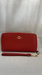COACH - C3441 Red Leather Long Wallet - Picture 1 of 14