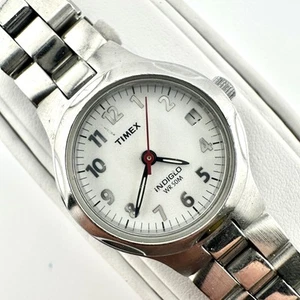Vintage Timex Womens Indiglo Stainless Steel Silver Tone Quartz Analog Watch - Picture 1 of 14