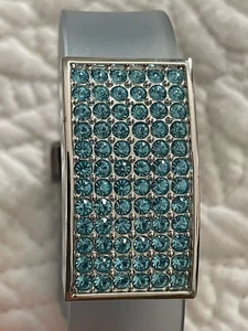 Blue Swarovski Crystal Jelly Cuff Bracelet Aqua Blue 19cm - Picture 1 of 8