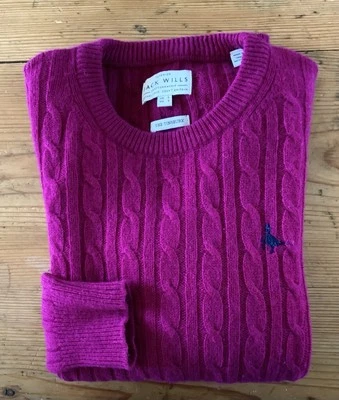 WOMENS JACK WILLS DARK PINK EXTRA FINE MERINO WOOL JUMPER/PULLOVER SIZE 6-8 VGC - Image 1 of 4
