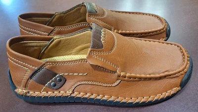 Caoutchouc Slip-On Loafer Shoes Mens Faux Leather Driving Moccasins Brown EU 45 - Image 1 of 4