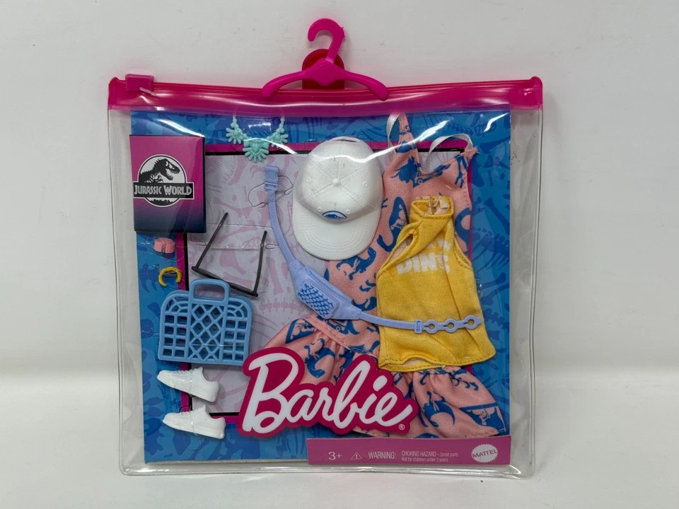 Кукла Барби аксессуары Jurassic World одежды - шляпа, платье, обувь - GRD63 - Изображение 1 из 3