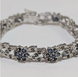 Gorgeous Sterling Silver Blue Sapphire Bracelet, 14.92g, 7” Rarely Worn Like New - Picture 1 of 6