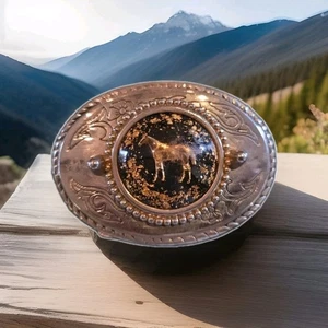 Western Pferd Cowboy Rodeo Style Gürtelschnalle Silber Gold  - Bild 1 von 2