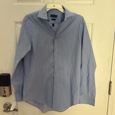 Camisa de vestir para hombre Calvin Klein 32-33 15,5 azul a rayas manga larga abotonada  Foto 1 de 4