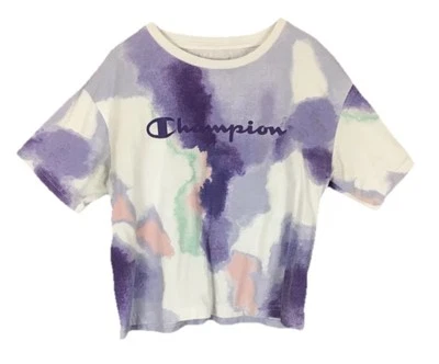 Camiseta Champion Niña Juvenil Talla M Auténtica Ropa Activa Tie Dye Crop Púrpura Foto 1 de 4