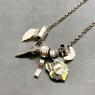 DIESEL логотип пластина подвеска перо мотив ожерелье серебро мужчин б/у винтажный - Изображение 1 из 4