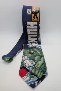 Corbata de cuello de seda azul 57" años 90 # 401 de Marvel Comics The Incredible Hulk de colección - Imagen 1 de 8
